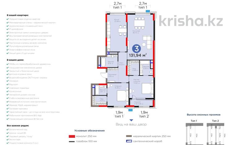 3-комнатная квартира · 131 м² · 6/20 этаж, Бухар Жирау 26/1 — ГОРЯЯЯЧКА за 160 млн ₸ в Астане, Есильский р-н — фото 2