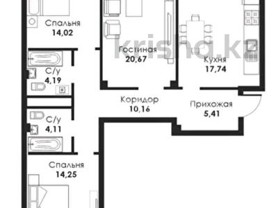 3-комнатная квартира, 90 м², 5/9 этаж, Нажимеденова 31 за 37 млн 〒 в Астане, Алматы р-н