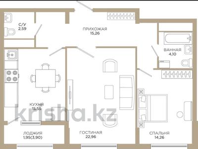 2-комнатная квартира, 75 м², 13/16 этаж, Улы дала 37 за 39 млн 〒 в Астане, Есильский р-н