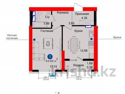 2-комнатная квартира, 77.4 м², 2/16 этаж, Гагарина 280 — Бизнес класс за 74.5 млн 〒 в Алматы, Бостандыкский р-н