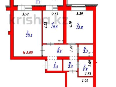 3-комнатная квартира, 82 м², 7/9 этаж, Кабанбай Батыр 57/2 — Горящая Цена за ~ 29 млн 〒 в Астане, Нура р-н