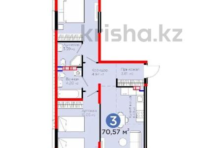 3-бөлмелі пәтер · 70.57 м² · 6/6 қабат, Тараз135, бағасы: ~ 58.6 млн ₸ в Алматы, Турксибский р-н