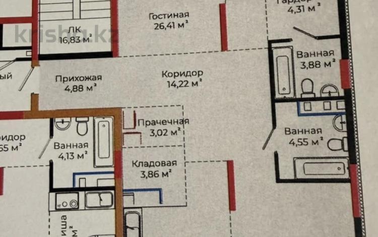 3-бөлмелі пәтер · 123 м² · 4/12 қабат, Токпанова 18, бағасы: 77.5 млн ₸ в Астане, Алматы р-н — фото 2