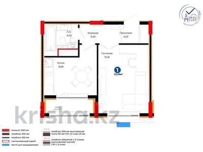 1-комнатная квартира · 35.89 м² · 3/12 этаж, Сагадат Нурмагамбетов 17 за 34 млн 〒 в Астане, Сарайшык р-н