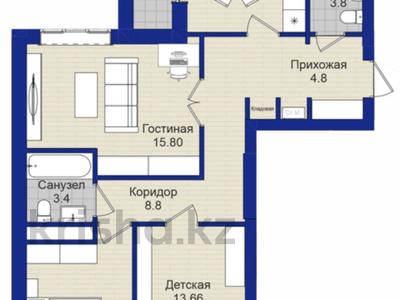 3-комнатная квартира, 78.7 м², 13/17 этаж, Туран 83/1 за 34.2 млн 〒 в Астане, Есильский р-н