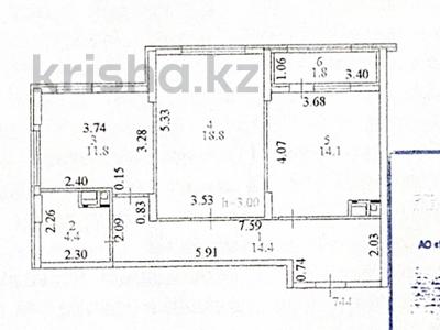2-бөлмелі пәтер · 65.3 м² · 15/18 қабат, Санжара Асфендиярова 8, бағасы: ~ 45.4 млн ₸ в Астане, Есильский р-н
