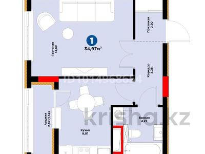 1-комнатная квартира · 36.3 м² · 8/9 этаж, Е 117 за 19.2 млн ₸ в Астане, Есильский р-н