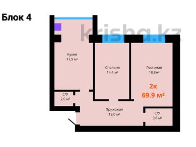 1-комнатная квартира, 69.9 м², 3/5 этаж, мкр. Алтын орда за ~ 16.7 млн 〒 в Актобе, мкр. Алтын орда