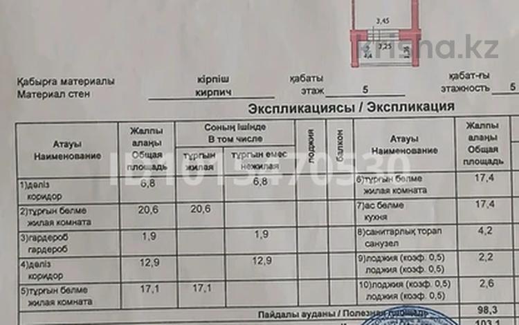 3-бөлмелі пәтер · 103 м² · 5/5 қабат, Строитель ш/а. 16/2, бағасы: 36 млн ₸ в Уральске, мкр Строитель — фото 2