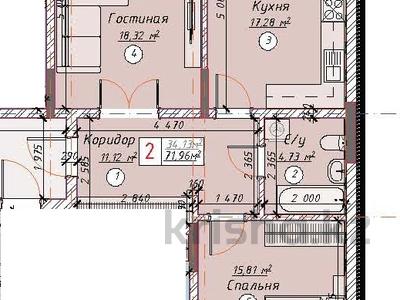 2-бөлмелі пәтер · 71.96 м² · 13/16 қабат, Ш. Айтматова 57, бағасы: ~ 35.6 млн ₸ в Астане, Нура р-н