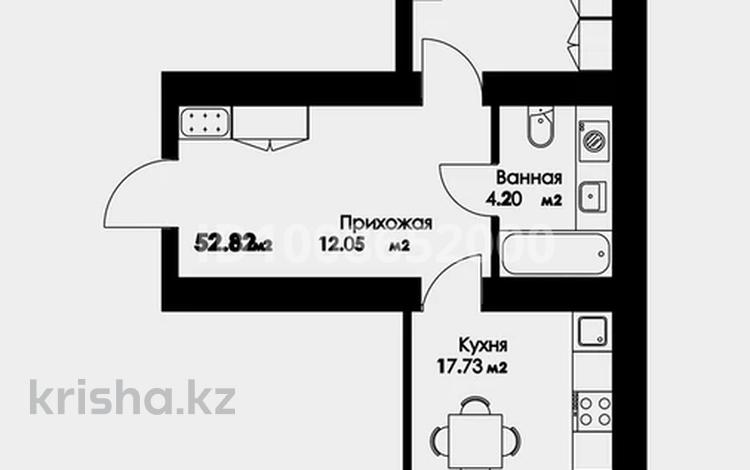 2-бөлмелі пәтер · 52.8 м² · 12/12 қабат, Чингиз Айтматов 65, бағасы: 27 млн ₸ в Астане, Нура р-н — фото 2