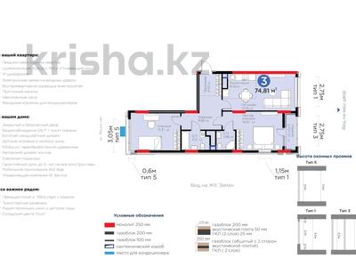 3-комнатная квартира · 75 м² · 12/17 этаж, Жошы хан 10 за 56.5 млн ₸ в Астане, Есильский р-н