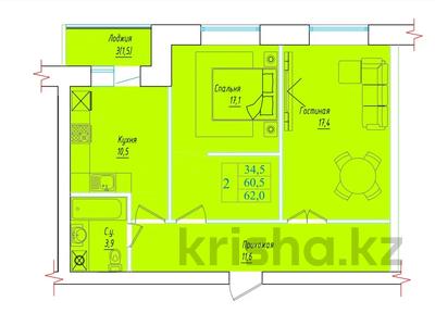2-комнатная квартира, 62 м², 5/5 этаж, Габдуллина 35 за 15.5 млн 〒 в Кокшетау