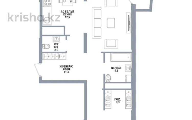 2-комнатная квартира · 71 м² · 6/16 этаж, Сатпаева 90/58 за 55 млн ₸ в Алматы, Бостандыкский р-н — фото 2