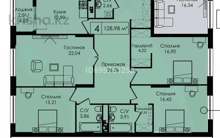 4-бөлмелі пәтер, 128.98 м², 3/17 қабат, Толе би 20 — Улы Дала/Туран, бағасы: 51 млн 〒 в Астане, Нура р-н — фото 2