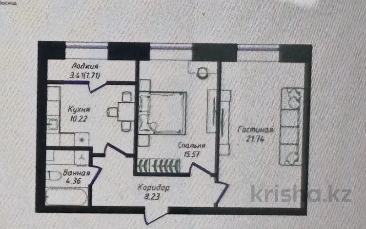 2-комнатная квартира · 61.9 м² · 6/12 этаж, Жубан Молдагалиев 6г за 36 млн ₸ в Астане, Нура р-н — фото 2
