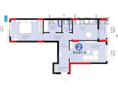 2-комнатная квартира, 63 м², 13/14 этаж, Анет баба 8 за 31.8 млн 〒 в Астане, Есильский р-н
