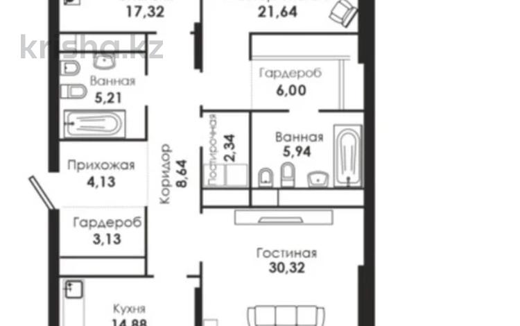 3-комнатная квартира, 124 м², 5/14 этаж, Сарайшык 34а за 115 млн 〒 в Астане, Есильский р-н — фото 2