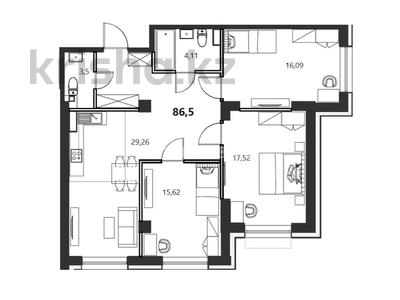 3-бөлмелі пәтер · 86.5 м² · 9/13 қабат, Байдибек би стр. 127/7 — Баидібек би, бағасы: 44 млн ₸ в Шымкенте, Абайский р-н