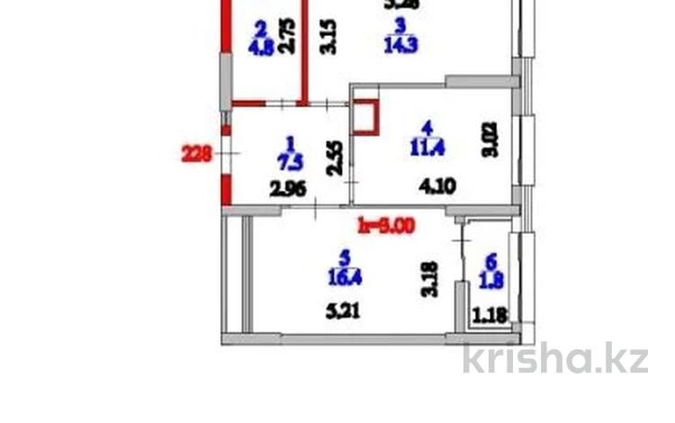2-бөлмелі пәтер · 56.2 м² · 16/17 қабат, қалдаяқова 60в, бағасы: 29 млн ₸ в Астане, Сарайшык р-н — фото 2