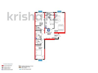 3-комнатная квартира, 97.27 м², 4 этаж, Нурсултана Назарбаева 1 за ~ 49.3 млн 〒 в Шымкенте, Каратауский р-н