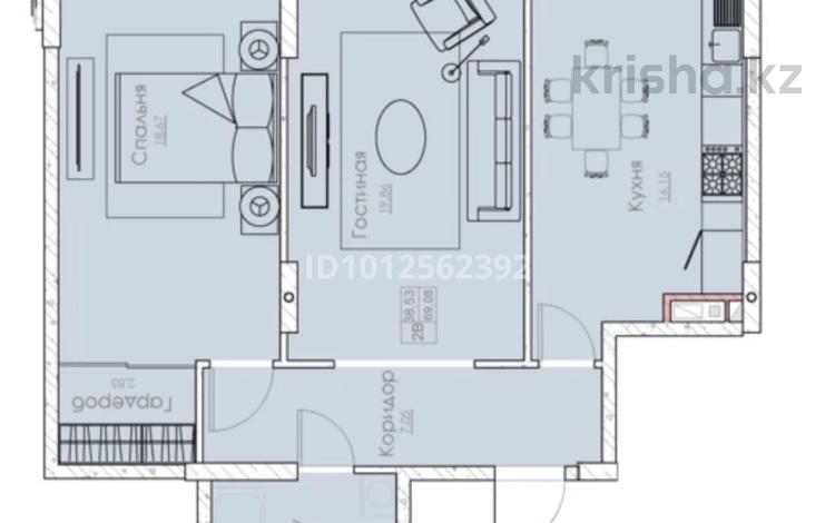 2-бөлмелі пәтер · 69.32 м² · 5/5 қабат, мкр Нуршашкан (Колхозши), Алатау 44, бағасы: ~ 36 млн ₸ в Алматы, Турксибский р-н — фото 2
