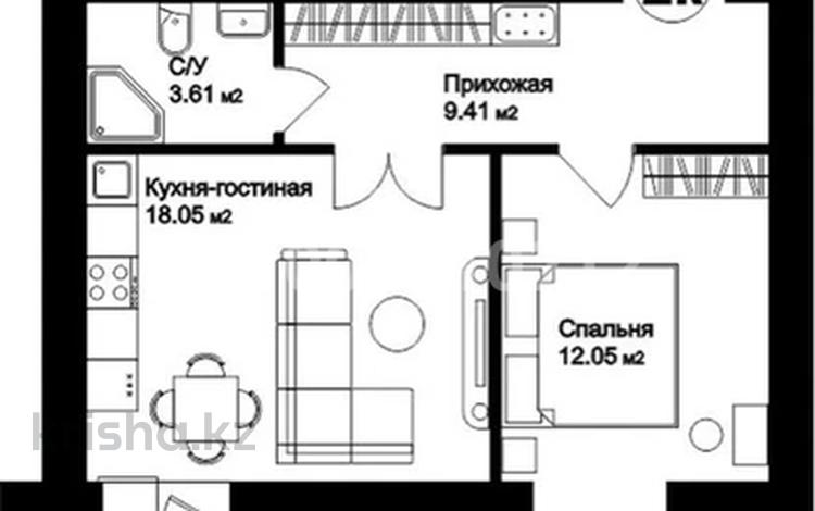 1-комнатная квартира · 44 м² · 5/12 этаж, Жумекен Нажимеденов 38 за 21 млн ₸ в Астане, Сарыарка р-н — фото 2