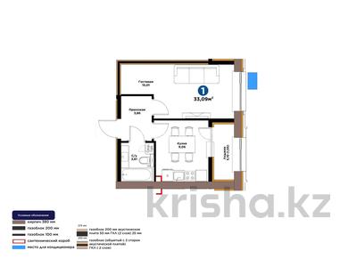 1-бөлмелі пәтер · 33.09 м² · 6/9 қабат, Е 101 5, бағасы: 22 млн ₸ в Астане, Нура р-н