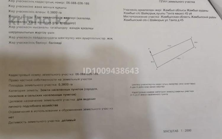 Участок · 38 га, мкр Шайкорык, Танты 45 — ул. Танты 45 за 40 млн ₸ в Таразе — фото 2