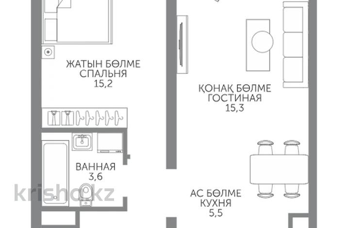 2-комнатная квартира · 46.3 м² · 9/15 этаж, Райымбека 210 за ~ 32.4 млн ₸ в Алматы, Алмалинский р-н — фото 2