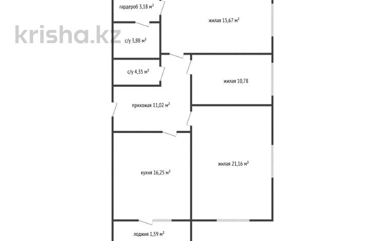 3-бөлмелі пәтер · 87.88 м² · 2/12 қабат, Толеметова, возле DENDRO SAYABAQ, бағасы: 46 млн ₸ в Шымкенте — фото 2
