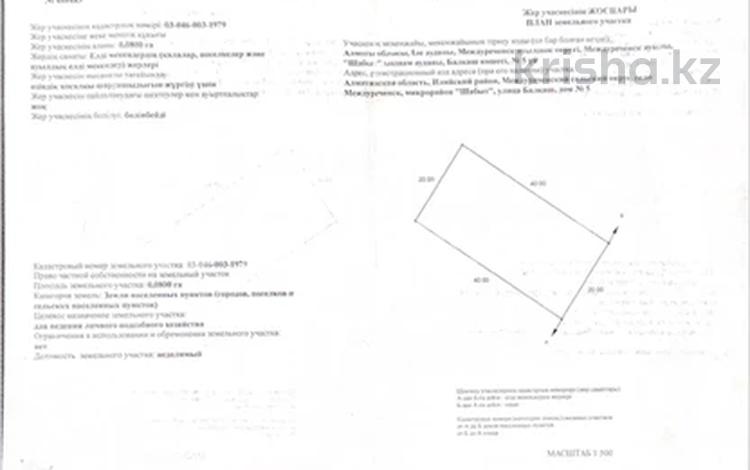 Жер телімі · 8 сотық, Балкаш 5 — Село Шабыт. Микрорайон Шабыт. 8 соток жер телымы сатылады., бағасы: 3 млн ₸ в Междуреченске — фото 2