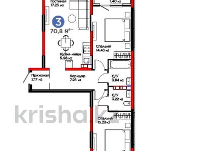3-комнатная квартира · 71 м² · 3/6 этаж, Тараз 8/1 за 53.1 млн ₸ в Алматы, Турксибский р-н