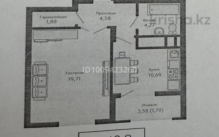 1-бөлмелі пәтер · 42.9 м² · 10/11 қабат, Туран 89/3 — Туран - Е 103, бағасы: 22 млн ₸ в Астане, Нура р-н — фото 2