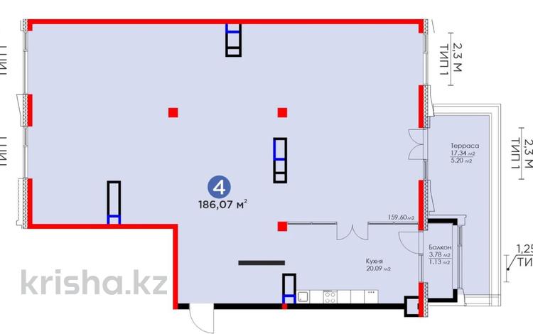 4-комнатная квартира · 186 м² · 1/3 этаж, Микрорайон Мирас 115 за 399 млн 〒 в Алматы, Бостандыкский р-н — фото 2