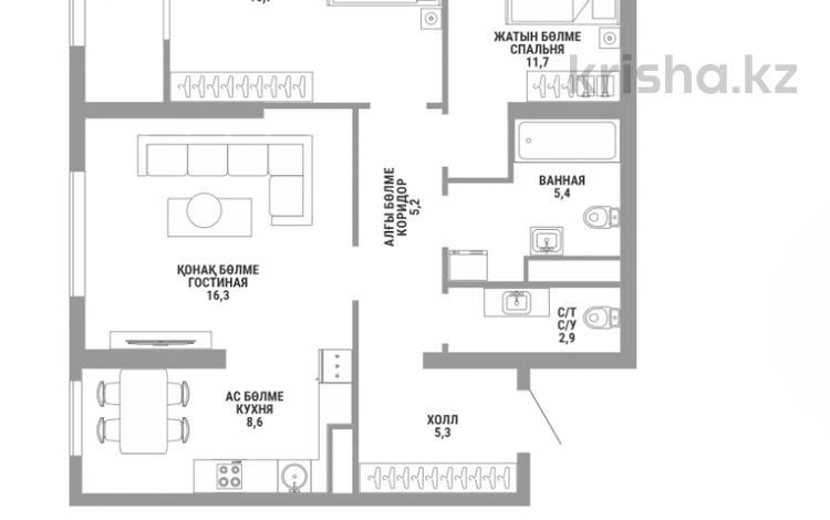 3-бөлмелі пәтер · 74.4 м² · 7/15 қабат, Райымбека 210/8, бағасы: ~ 52.7 млн ₸ в Алматы, Алмалинский р-н — фото 2