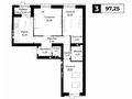 3-комнатная квартира · 97.25 м², ул. Шамши Калдаяков, 14 за ~ 69.5 млн 〒 в Астане, Сарайшык р-н — фото 3