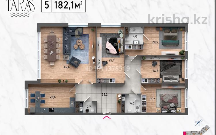 5-бөлмелі пәтер · 182 м² · 4/12 қабат, Мкр. 7А 18, бағасы: 83 млн ₸ в Актау, 18-й мкр  — фото 2