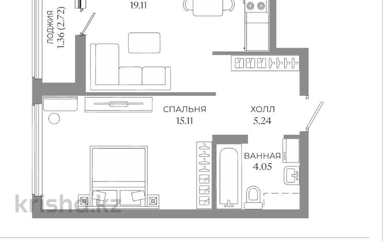 2-комнатная квартира · 44.87 м² · 9/9 этаж, Толе би — САМОЕ ЛУЧШЕЕ ПРЕДЛОЖЕНИЕ за ~ 25.1 млн ₸ в Астане, Нура р-н — фото 2
