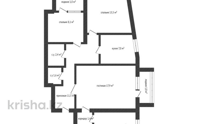 4-комнатная квартира, 75.7 м², 11/12 этаж, Абая 135 за 22 млн 〒 в Кокшетау — фото 2