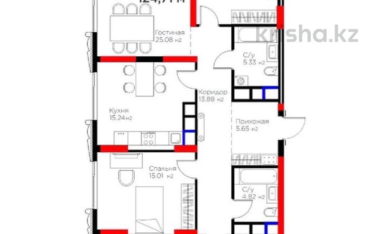 4-бөлмелі пәтер · 125 м² · 19/27 қабат, Туран 41 — Сыганак, бағасы: 102 млн ₸ в Астане, Нура р-н — фото 2
