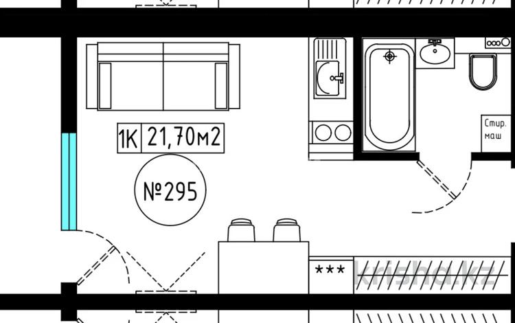 1-бөлмелі пәтер · 21.7 м² · 9/9 қабат, Е-128 2 — Коргалжын Мухамедханова, бағасы: ~ 8.2 млн ₸ в Астане, Нура р-н — фото 3
