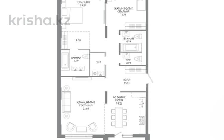 3-бөлмелі пәтер · 109.12 м² · 5 қабат, А 32 2Б, бағасы: ~ 96.8 млн ₸ в Астане — фото 2