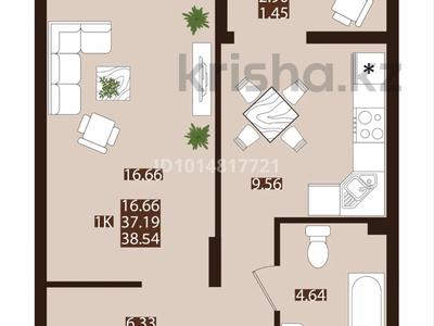 1-бөлмелі пәтер · 38.54 м² · 6/7 қабат, ул. Е 118, уч. 2 3 — Улы Дала, бағасы: 22.7 млн ₸ в Астане, Есильский р-н