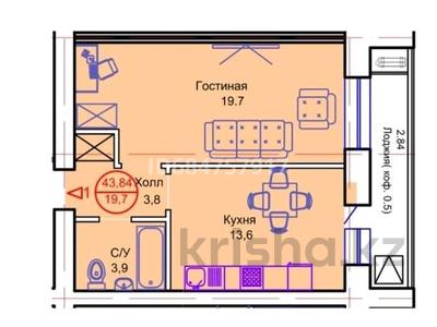 1-комнатная квартира, 43.84 м², 10/12 этаж, Тауелсиздик 34 — Астана молл за 15 млн 〒