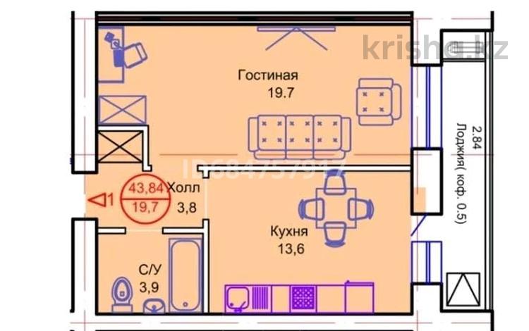 1-комнатная квартира, 43.84 м², 10/12 этаж, Тауелсиздик 34 — Астана молл за 15 млн 〒 — фото 3