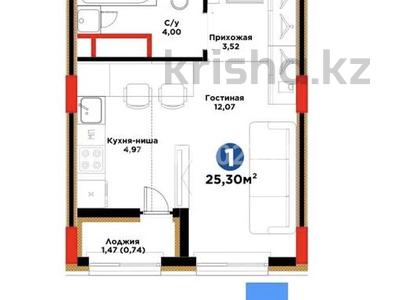 1-комнатная квартира · 29 м² · 8/9 этаж, Е 908 23 за 21.6 млн 〒 в Астане, Нура р-н