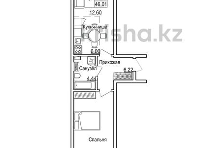 1-комнатная квартира · 46.01 м² · 2/4 этаж, Аубакирова 35/525 за 18.5 млн ₸ в 