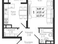 1-комнатная квартира · 42.37 м² · 9/9 этаж, Толеметова 106/3 за ~ 17.4 млн 〒 в Шымкенте, Абайский р-н — фото 3
