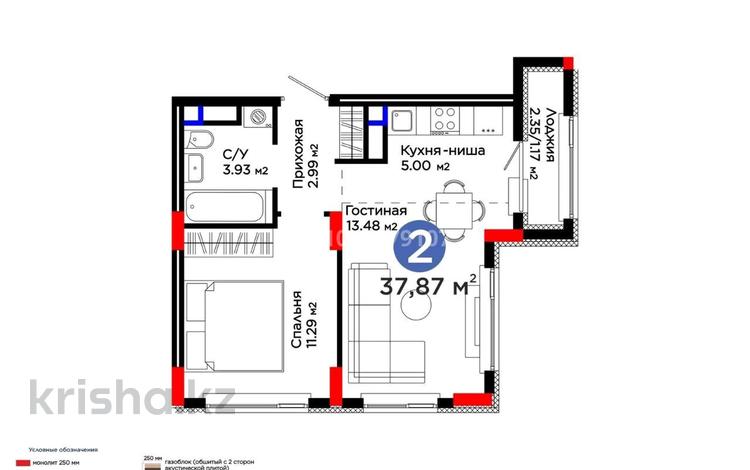 2-бөлмелі пәтер · 38 м² · 8/9 қабат, Е 908 23, бағасы: 23 млн ₸ в Астане, Нура р-н — фото 10